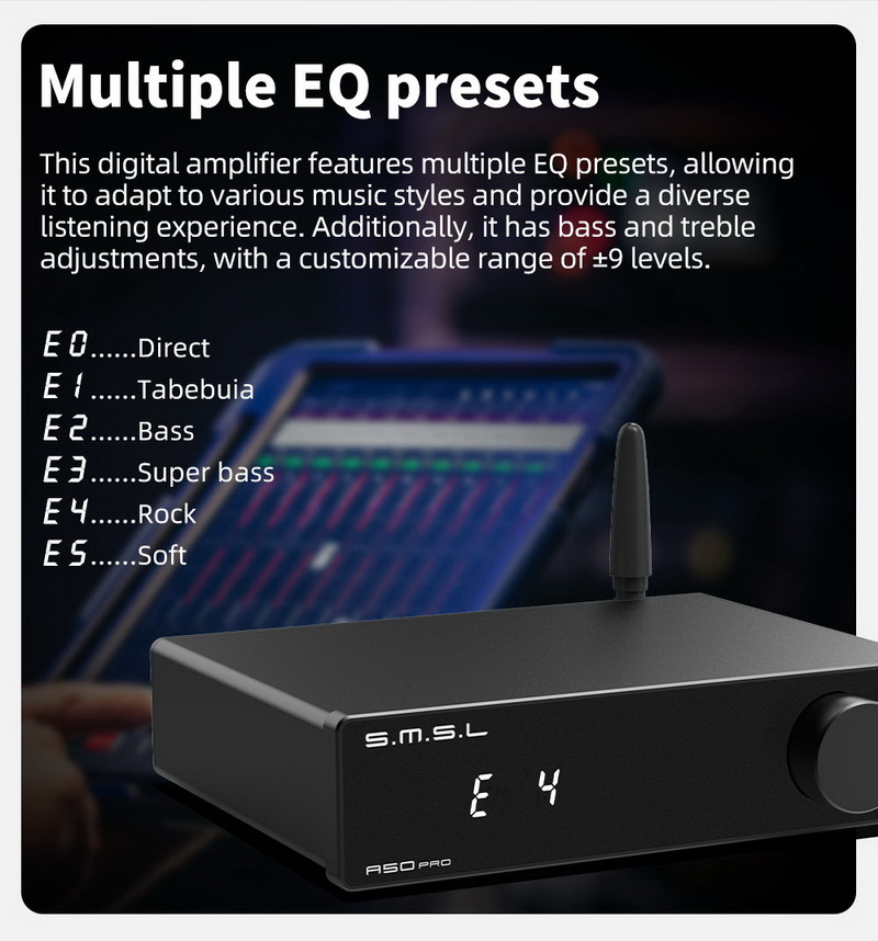 SMSL A50 Pro เครื่องขยายเสียง 2.1 แชนแนล สำหรับโฮมเฮียเตอร์ รองรับ Hi-Res ประกันศูนย์ไทย