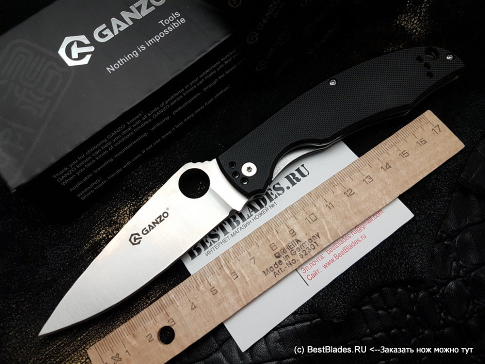 มีดพับ Ganzo กานโซ่ รุ่น Ganzo G732-BK ด้ามสีดำ ของแท้ 100%