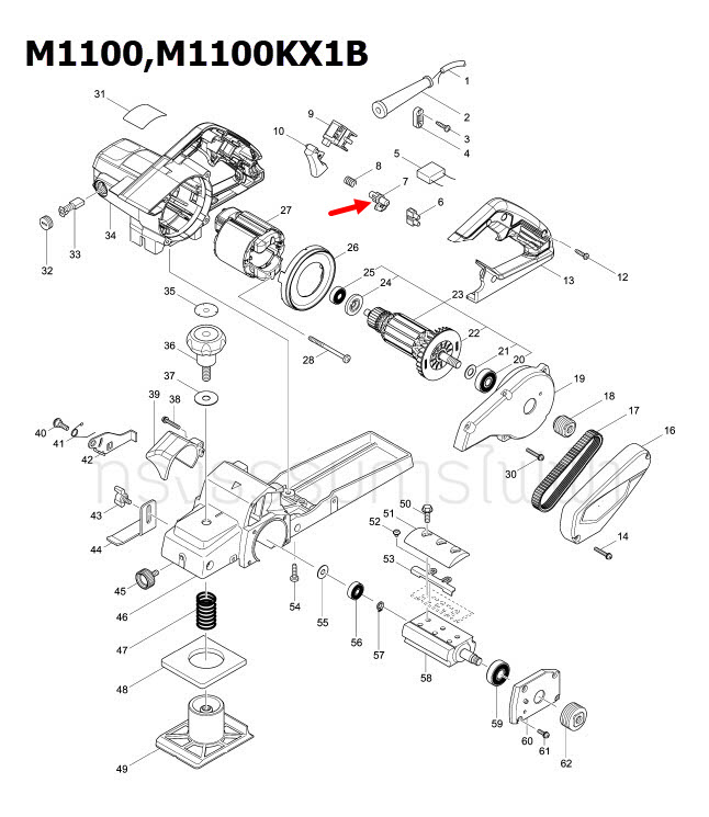 ตัวล็อคปุ่ม มาคเทค Maktec, Makita MT110, M1100, M1100KX1B [#7] Pn.418871-5 (แท้) ##