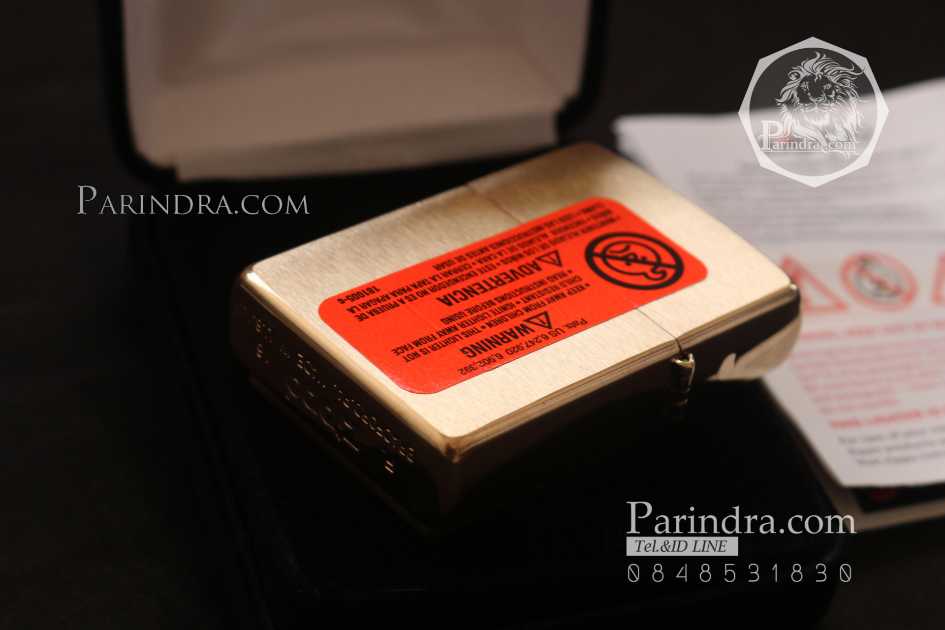 ไฟแช็ค Zippo แท้ "Zippo 29243, Horseshoe & Clovers Emblem, Brushed Brass Finish " แท้นำเข้า 100%