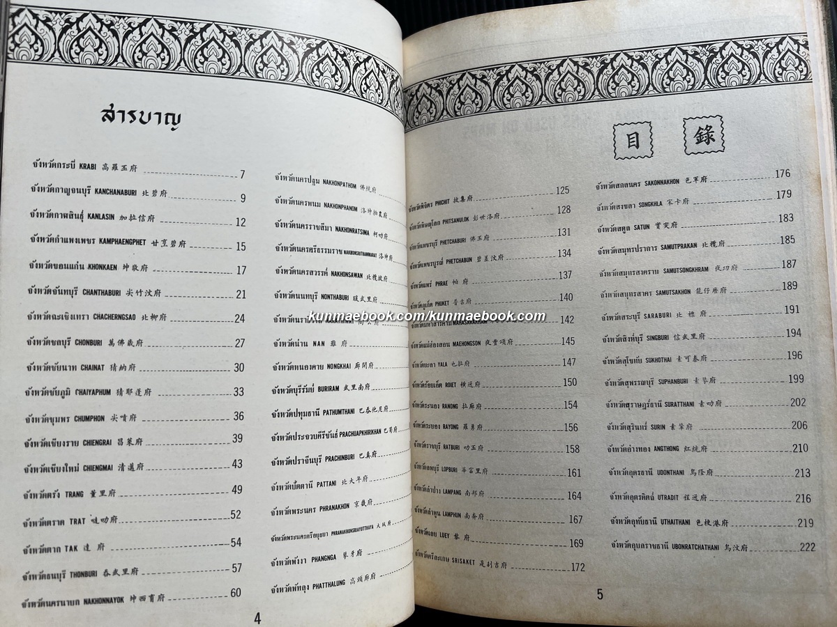 รายชื่อทำเนียบท้องที่ 71 จังหวัด 3 ภาษาไทย-จีน-อังกฤษ / ทองชัยกิตติศิลป์อนุสรณ์