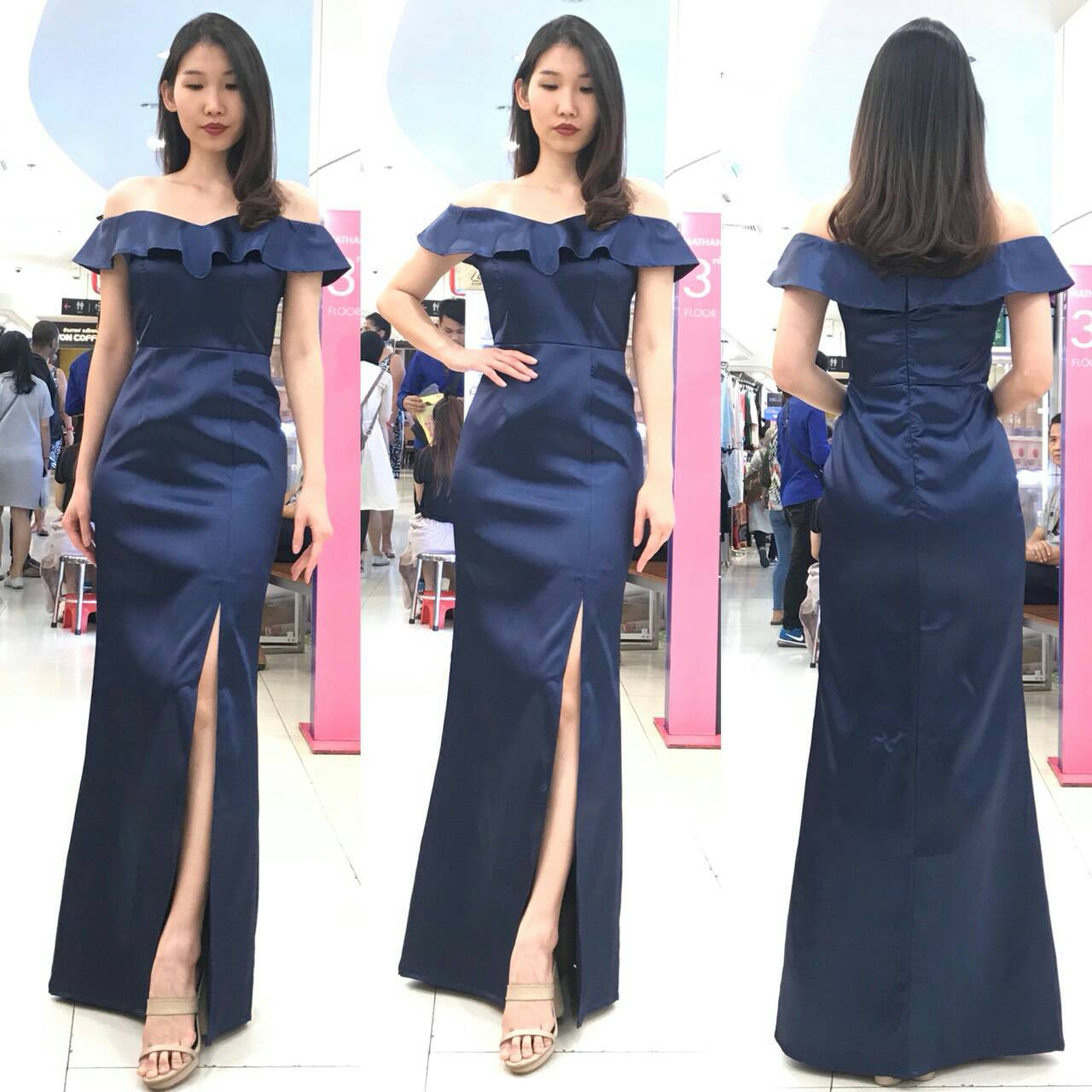 ชุดเพื่อนเจ้าสาว สีน้ำเงิน รวมแบบ ตัวอย่าง สั่งสีและแบบอื่นๆได้ เช่า 500