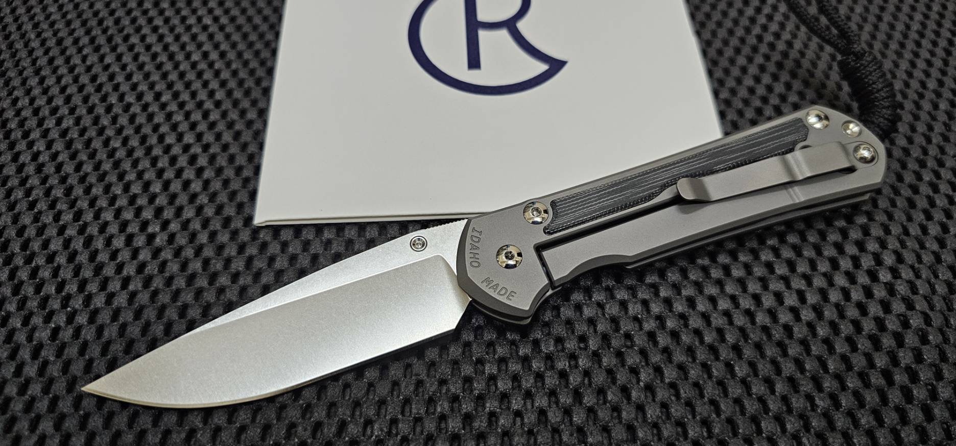 Chris Reeve Large Sebenza 31 Inlay LH Drop Point Glass Blasted Black Canvas Micarta CPM MagnaCut (LHมือซ้าย)