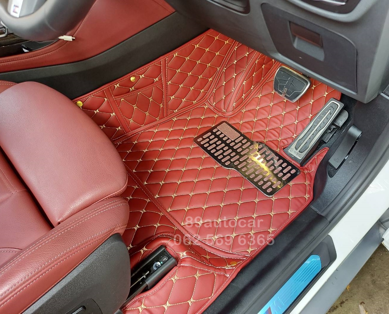 พรมรถยนต์ BMW X4 2021 ปูพรม6D สีแดงไวน์ เต็มคัน