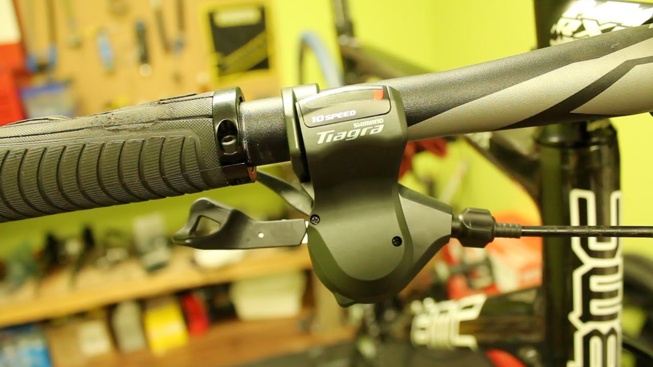 มือเกียร์ SHIMANO TIAGRA, SL-4700, รุ่นจาน 2 ชั้น, ใส่แฮนด์ตรง, 10-SPD, พร้อมสาย (มีกล่อง)