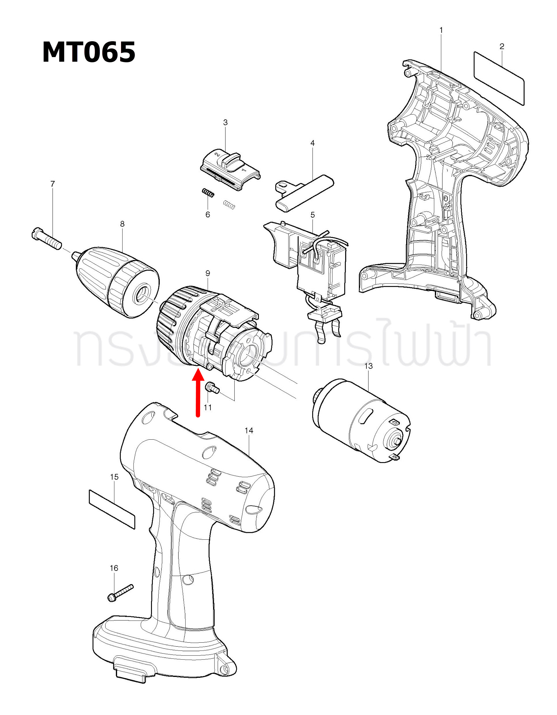 GEAR ASS'Y สว่านไร้สาย Maktec มาคเทค MT065 [#9] Pn.125208-6 (แท้) ##