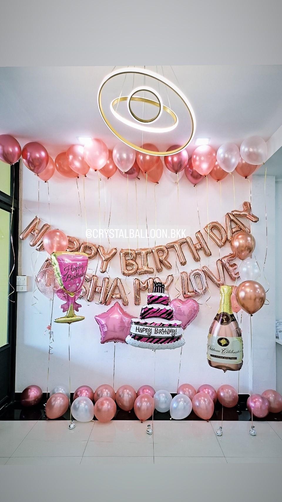 ลูกโป่ง วันเกิด ฟอยล์ตัวอักษร Happy Birthday พร้อม ฟอยล์ตัวอักษร 11 ตัวอักษร,ช่อลูกโป่ง 3 ลูก 1 ช่อ,ช่อลูกโป่ง 2 ลูก 1 ช่อ,ลูกโป่งลอยฝ้า 20 ลูก,ลูกโป่งโปรยพื้น 20 ลูก,ฟอยล์ตกแต่ง 5 ชิ้น พร้อมตกแต่ง สามารถเปลี่ยนสีลูกโป่ง/เปลี่ยนฟอยล์ตกแต่งได้
