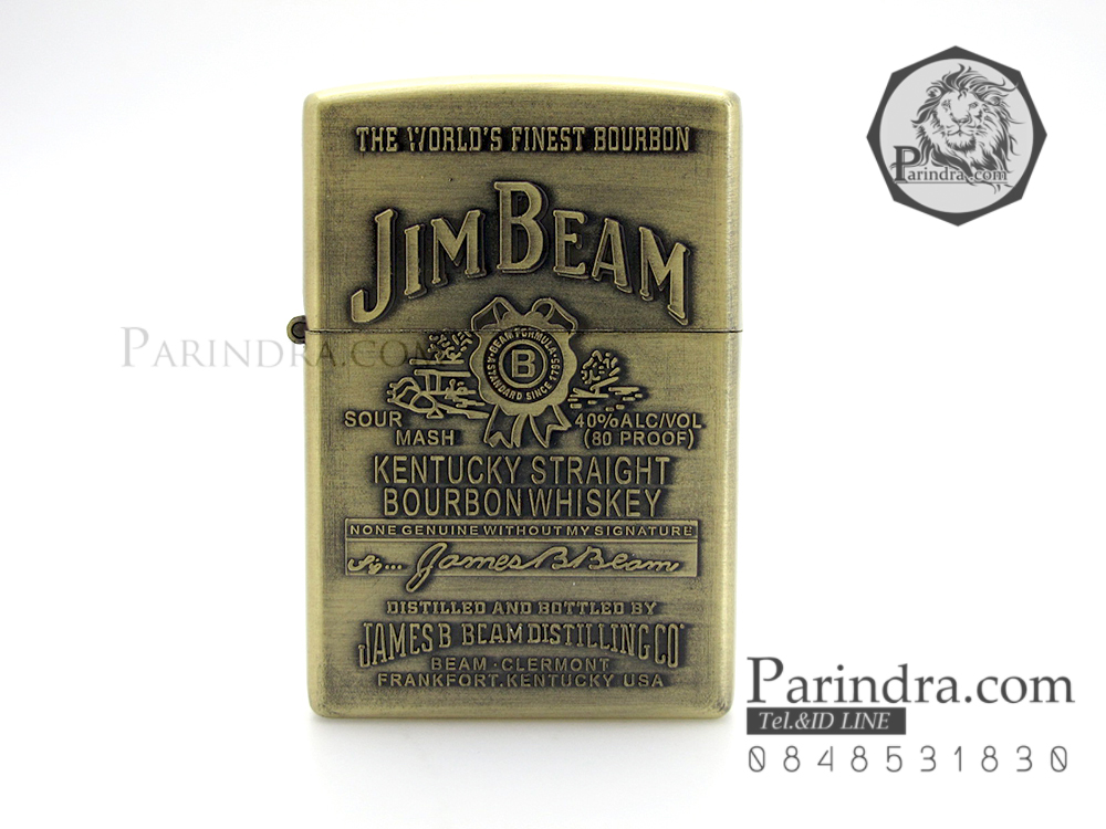 ไฟแช็คน้ำมัน ลาย สุรายี่ห้อ JimBeam สีทองเหลือง