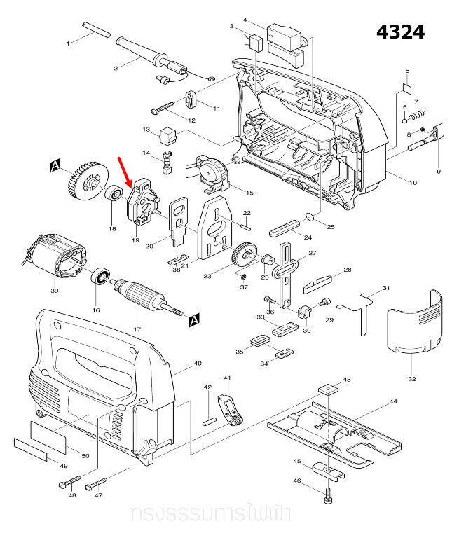 เสื้อลูกปืน จิ๊กซอว์ Makita มากีต้า 4323 [#28], 4324, 4327 [#19] Pn.152577-2 (แท้) ##