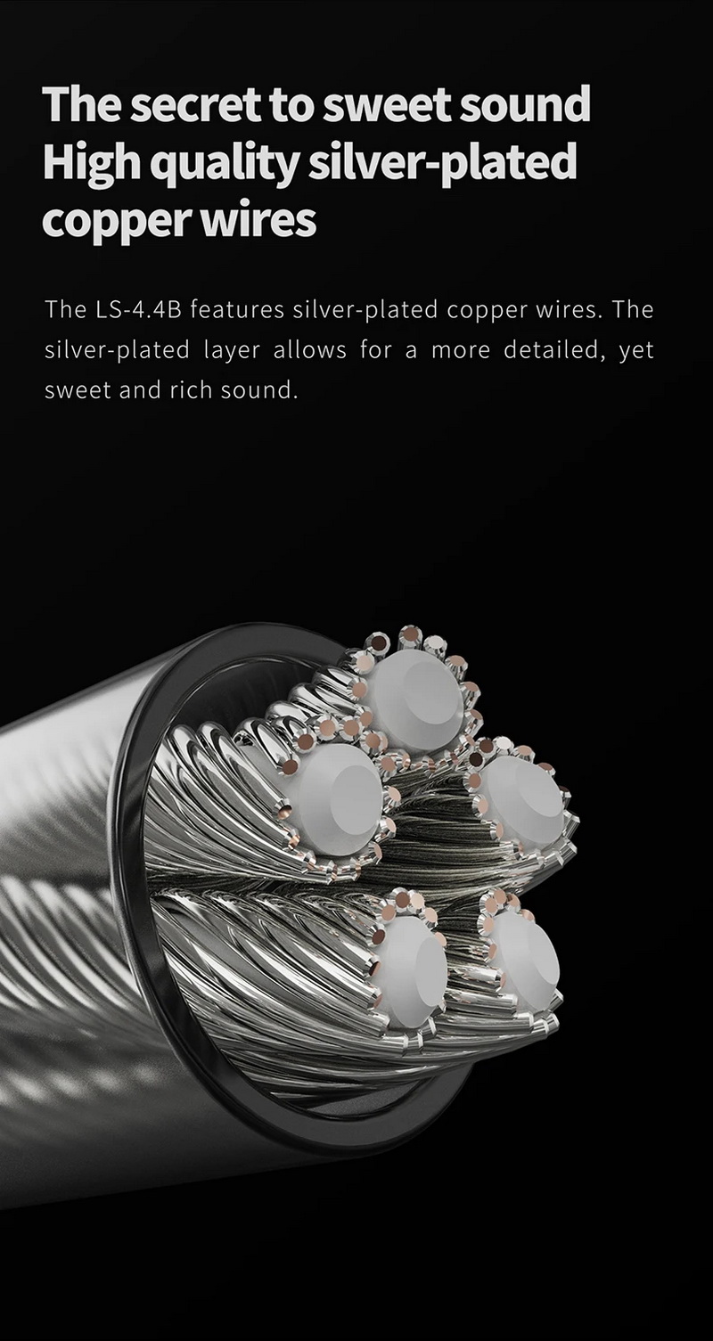 FiiO LS-4.4B สายอัพเกรดหูฟังทองแดงชุบเงิน โครงสร้าง Litz คุณภาพสูง