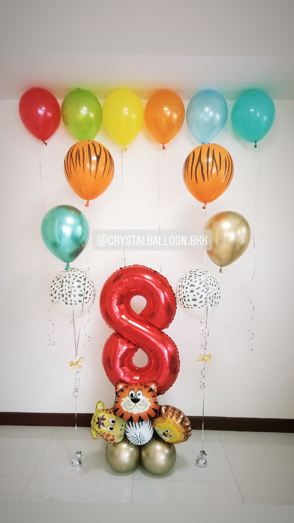 ลูกโป่ง วันเกิดเด็ก Theme Animals พร้อม ช่อลูกโป่ง ช่อ 3 ลูก 2 ช่อ พร้อม ฟอยล์ตัวเลข ขนาด 40" ตั้งฐาน 1 ชิ้น,ลูกโป่งลอยฝ้า 6 ลูก พร้อมตกเเต่ง สามารถเปลี่ยนสีลูกโป่ง/เปลี่ยน Theme ได้