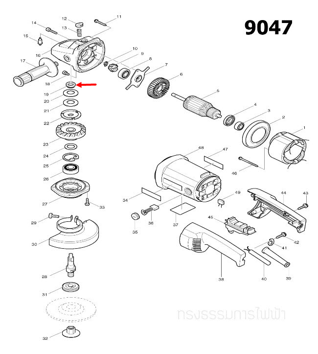 NUT M15-23 หินเจียร Makita-มากีต้า 9047, 9059 [#19] Pn.252425-6 (แท้) ##