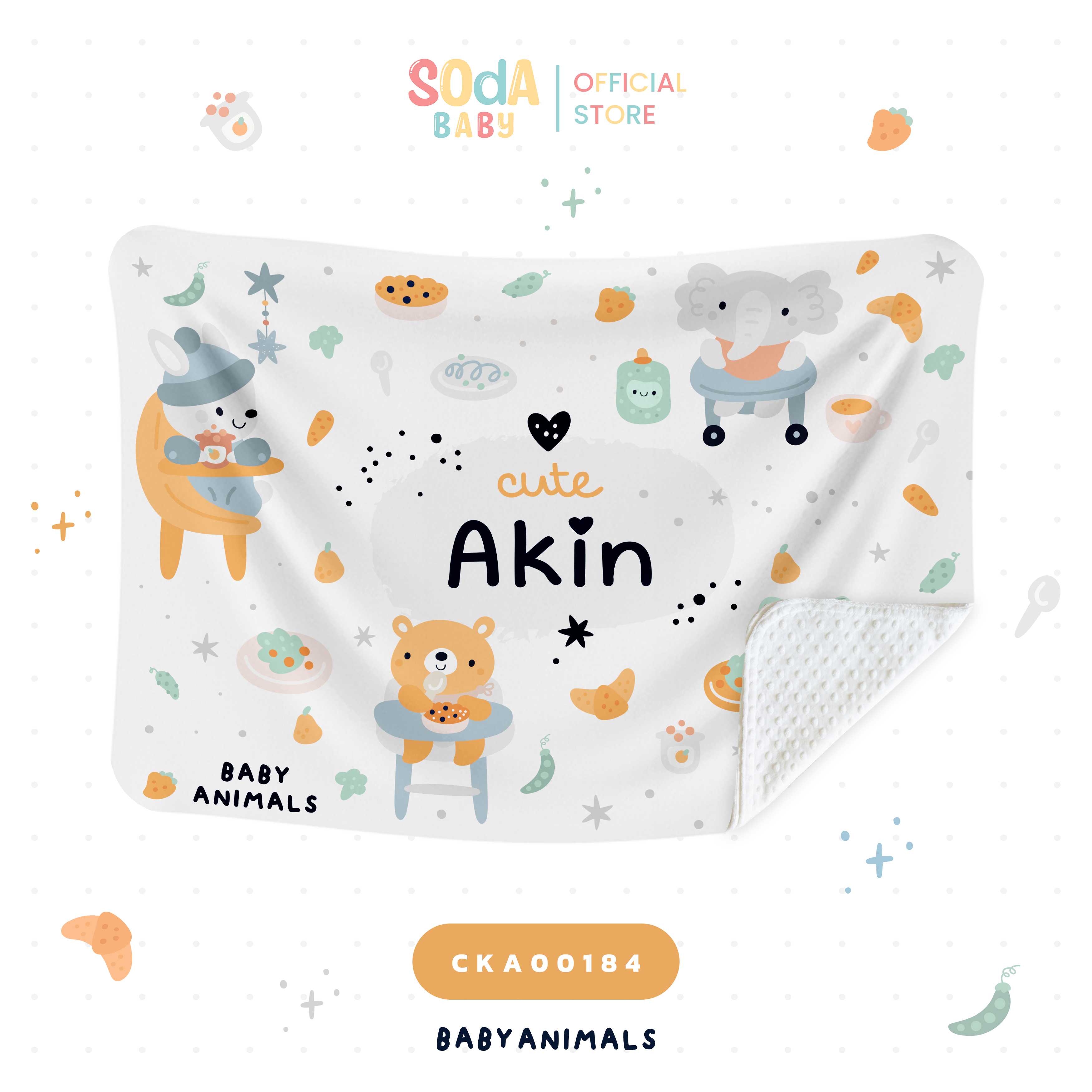 ผ้าห่มเด็ก ใส่ชื่อได้ ลาย BaByAnimals Cute Animal 🐘🐻 รหัส CKA00184 #CuteAnimal #ผ้าห่ม #SOdAbaby