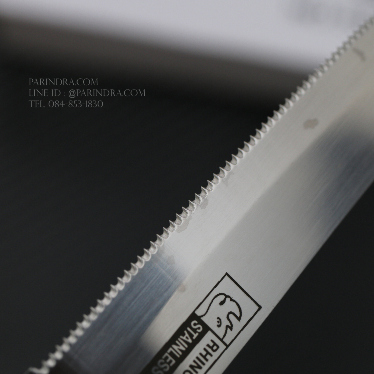 RHINO BRAND NO.535S มีดหั่นสเต็ก ปลายมน ด้ามไม้น้ำตาลแดง (ของแท้)