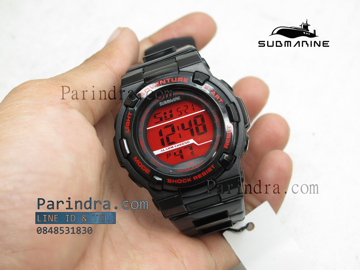 นาฬิกา US submarine รุ่น TP1322L ระบบดิจิตอล ขนาดเล็กเท่า Baby-G สีดำ-แดง