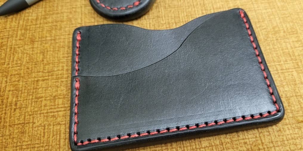Chattanooga Leather Works Open Carry Wallet - Black/Red Monkey Edge Exclusive