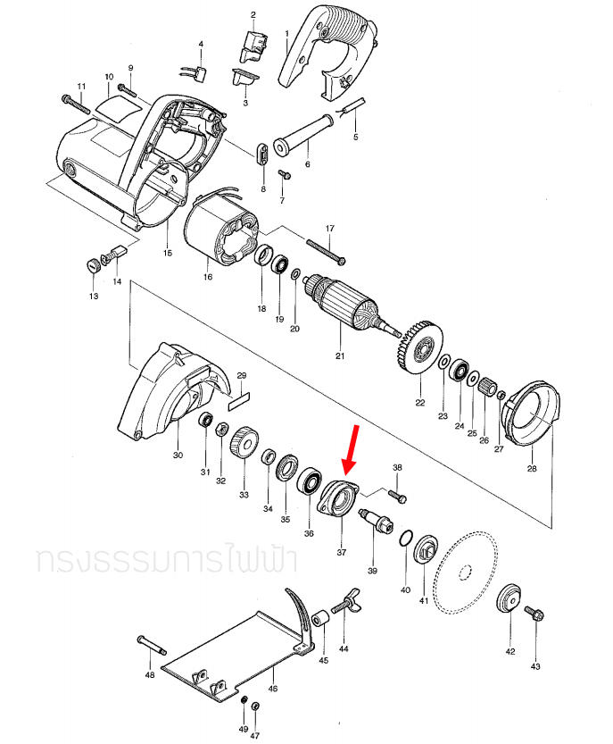 ฝาปิดลูกปืน เครื่องตัด มาคเทค-Maktec MT413 [#34], MT410 [#37] Pn.317550-1 (แท้) ##(**)
