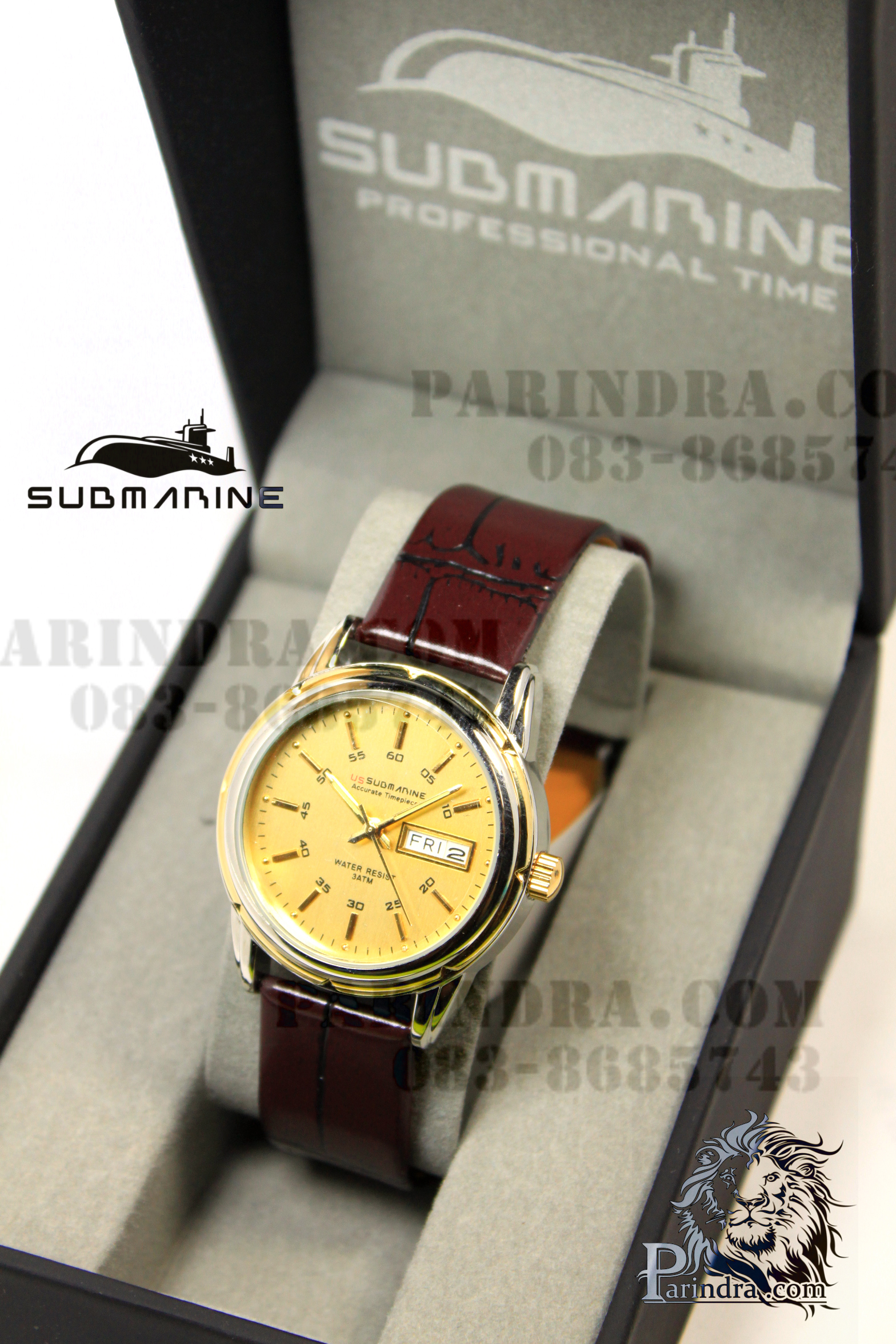 นาฬิกา US submarine รุ่น B024 สายหนัง หน้าปัดสีทอง