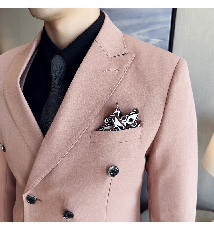 Preorder ชุดสูทชาย สีชมพูนู๊ด 4 กระดุม (ไม่มีเสื้อกั๊ก)