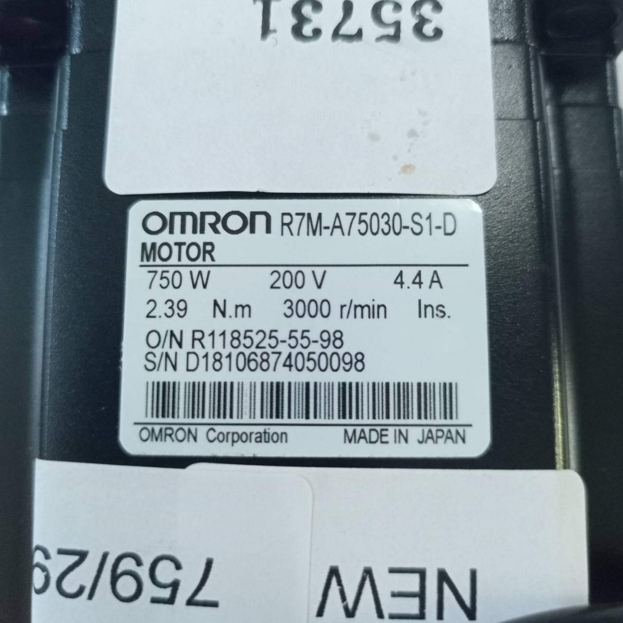 R7M-A75030-S1-D SERVO MOTOR " OMRON "
