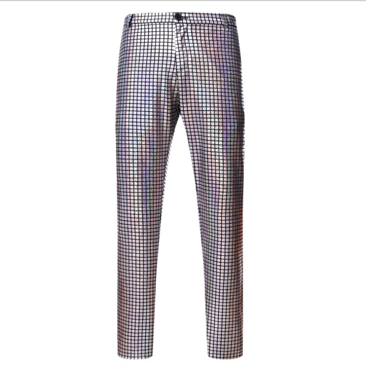 Pre-order เสื้อสูทชาย สีเงิน ลายแฟชั่น กระดุม2เม็ด