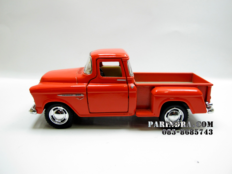 โมเดลรถเหล็กรถจำลอง CHEVROLET Chevy Stepside Pick-up 1955 สีส้ม