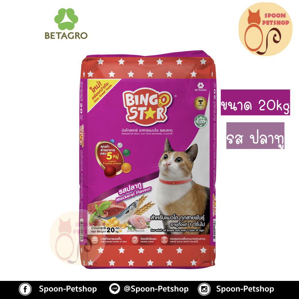 Bingo Star อาหารแมว บิงโก สตาร์ สำหรับแมวโต รสปลาทู 20kg