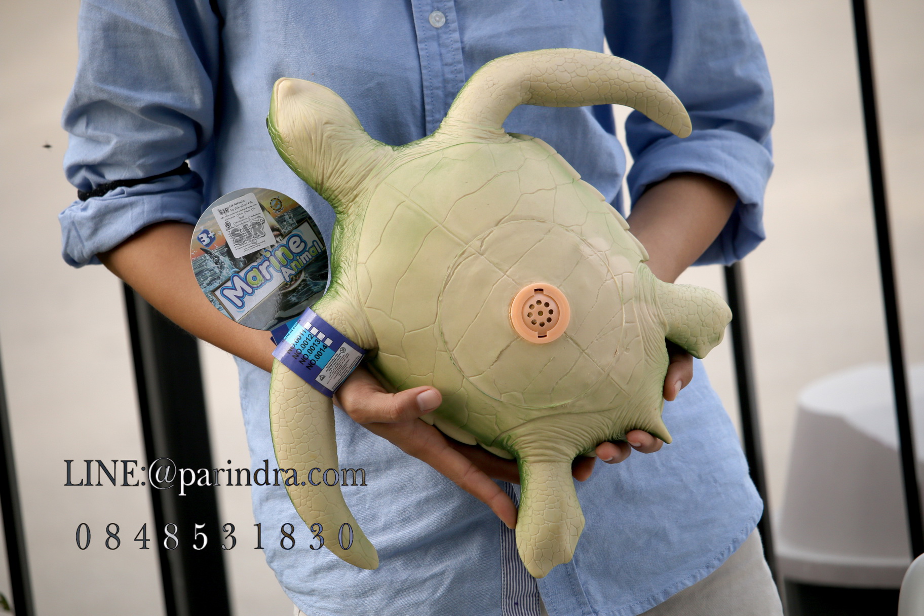 โมเดลเต่าทะเลสีเขียว ขนาด 15 นิ้ว ยางอ่อนนุ่มนิ่ม บีบได้