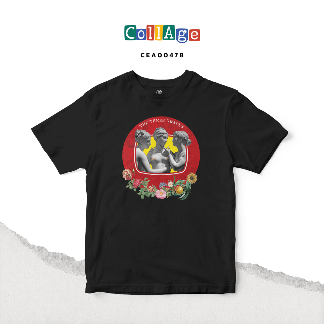 เสื้อยืดพิมพ์ลาย THE THREE GRACES I รหัส CEA00478 สีดำ #เสื้อยืด #Collage