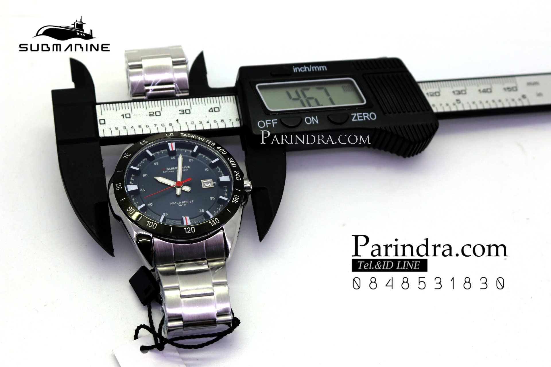 นาฬิกา US submarine แสตนเลนแท้สีเงิน รุ่น J124MD หน้าปัดน้ำเงินเข้ม