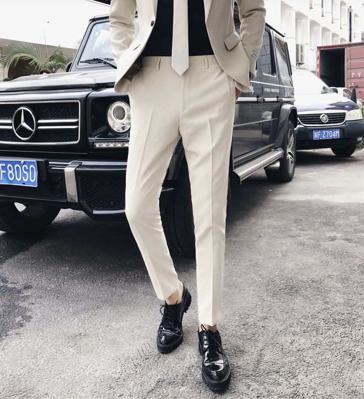 พร้อมเช่า เสื้อสูทชาย สีApricot หล่อเนียบ ทรงสลิม ** เฉพาะ S,M**