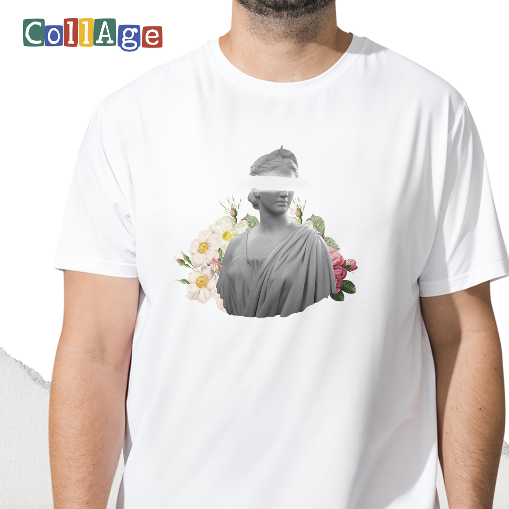เสื้อยืดพิมพ์ลาย Collage Rhea II รหัส CEA00447 สีขาว #เสื้อยืด #Collage