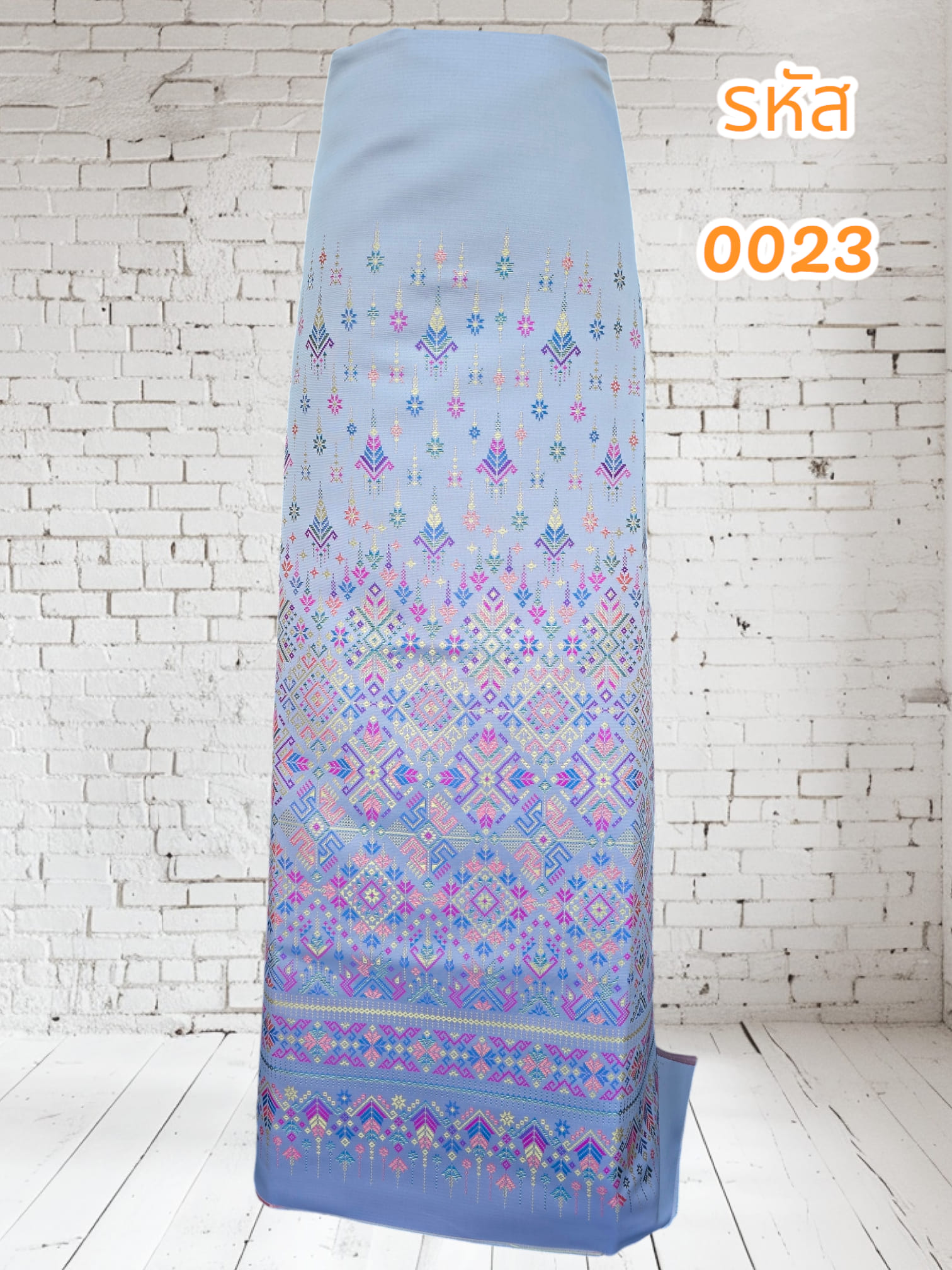 ผ้าทอแพรวาลายพรรณมหาสีเทา (ผ้าเป็นผืน)0023