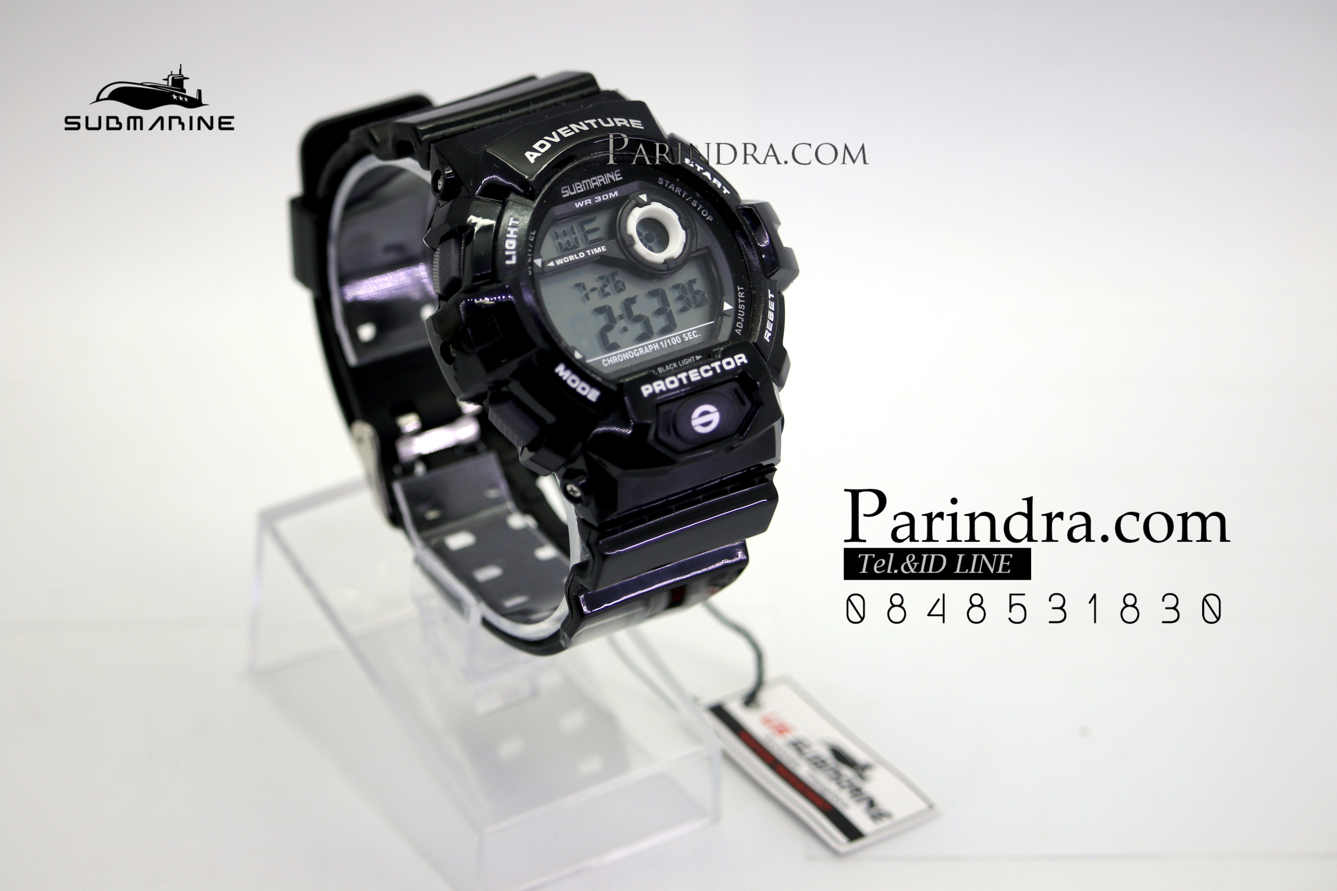 นาฬิกา US submarine TP1329M สีดำจอเทา ระบบดิจิตอล สายซิลิโคนผิวมัน