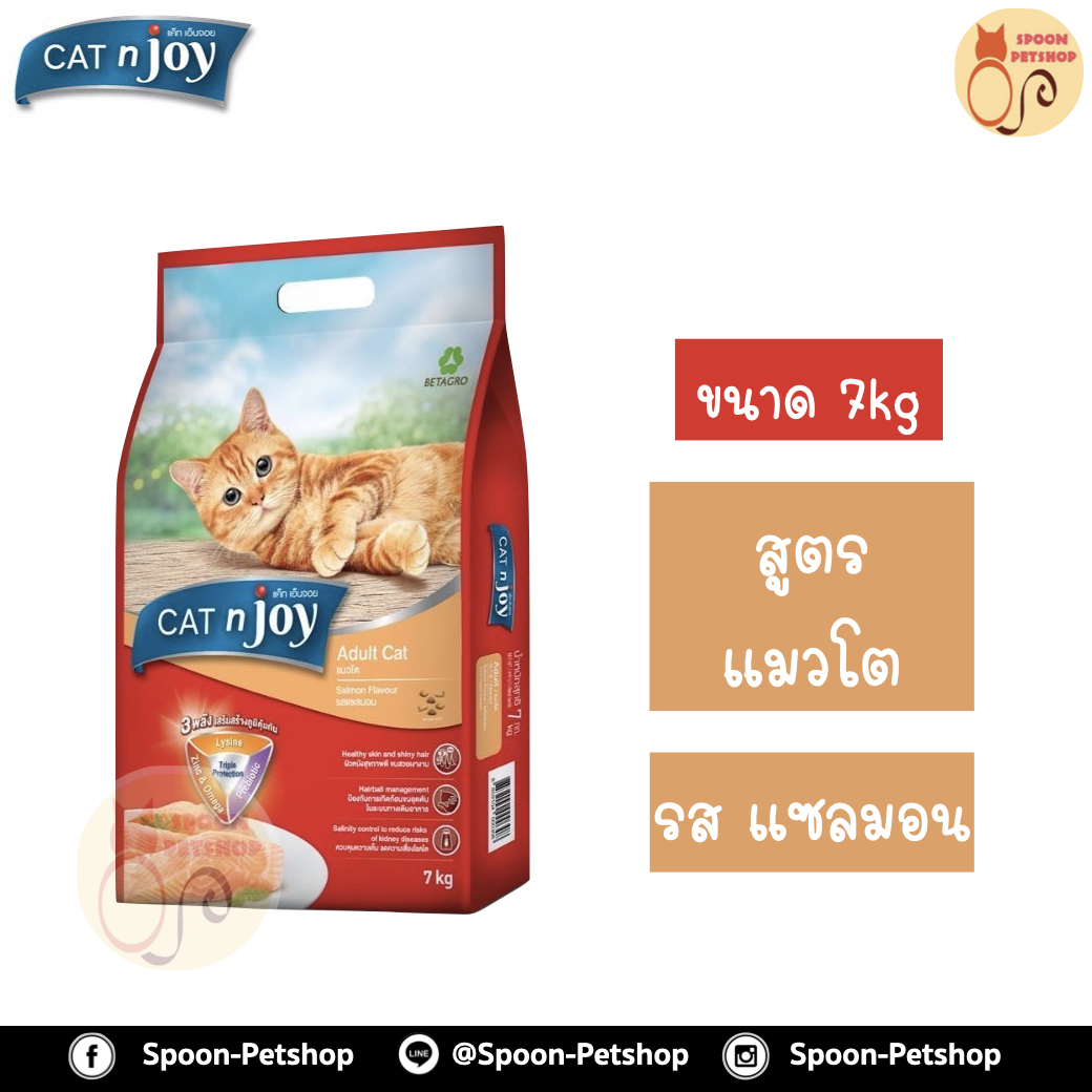 Cat 'n Joy อาหารแมว แคทเอ็นจอย สำหรับแมวโต รสปลาแซลมอน 7kg
