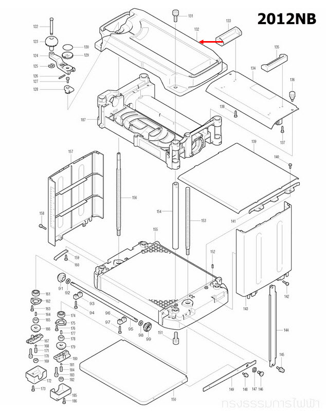 TOP COVER CPL.แท่นไสไม้ Makita-มากีต้า 2012NB [#132] Pn.153781-6 (แท้) ##