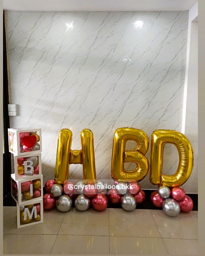 ลูกโป่งเซอร์ไพรส์วันเกิด ฟอยล์ตัวเลขตั้งฐาน 40" 3 ชิ้น ,กล่องใส 3 กล่องพร้อมตัวอักษร , พร้อมตกแต่ง สามารถเปลี่ยนสีลูกโป่ง/เปลี่ยนข้อความได้