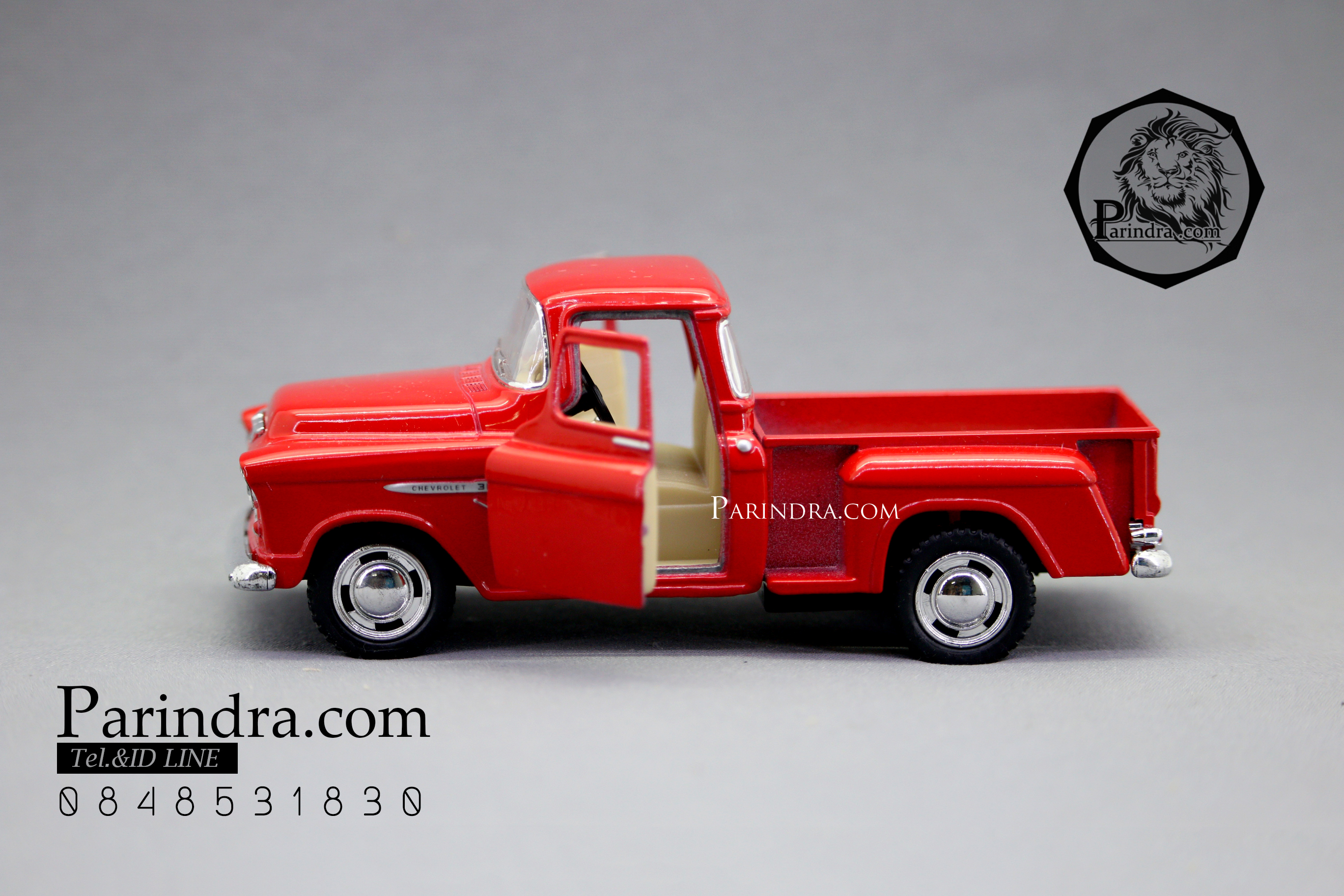 โมเดลรถเหล็กรถจำลอง CHEVROLET Chevy Stepside Pick-up 1955 สีแดง