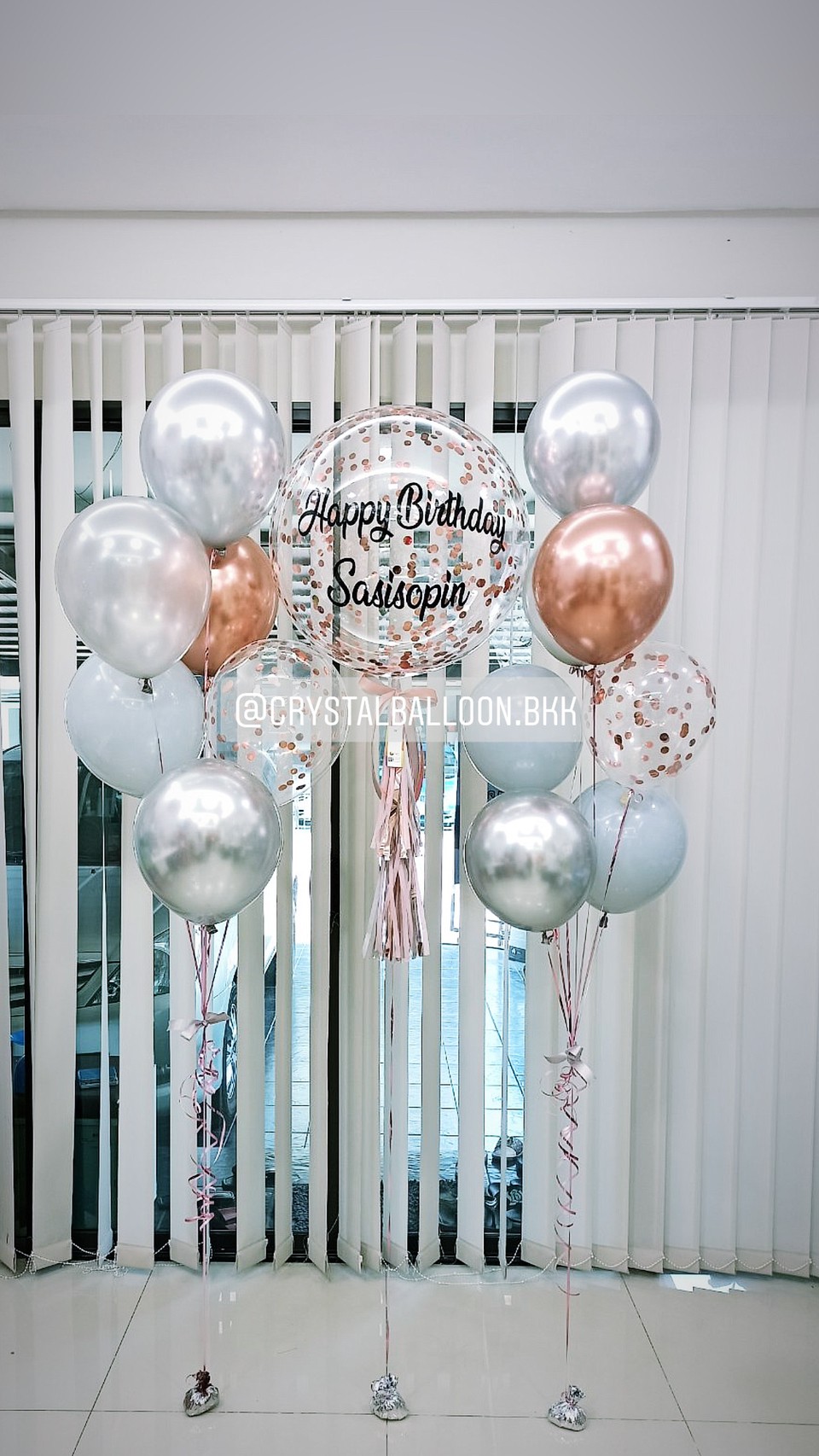 ลูกโป่ง วันเกิด Bubble ขนาด 24" พร้อม ช่อลูกโป่ง ช่อ 7 ลูก 2 ช่อ,ลูกโป่งใส ใส่ Confetti พร้อมตกเเต่ง สามารถเปลี่ยนสีลูกโป่ง/เปลี่ยนข้อความ/เปลี่ยนขนาดได้