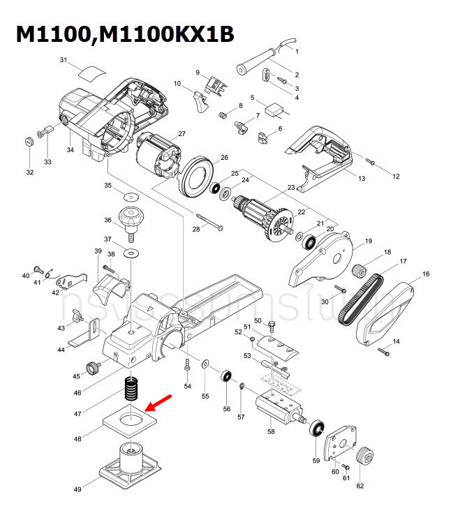 RUBBER PACKING กบไสไม้ Makita มากีต้า MT110, M1100, M1100KX1B [#48] Pn.421902-1 (แท้) ##(*)