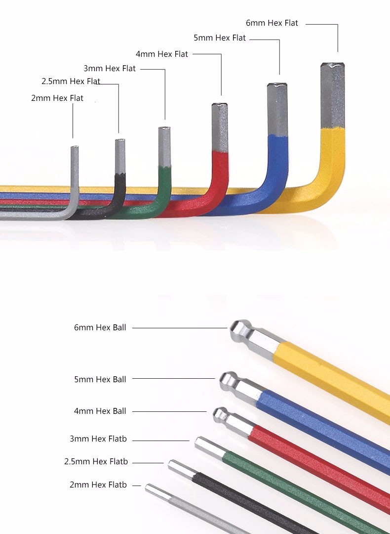 ชุดหกเหลี่ยม BIKE HAND Hex Key Set MTB Road Bike Repair Tool Kit Service Wrench Colorful 6 PCS,YC-613-6C
