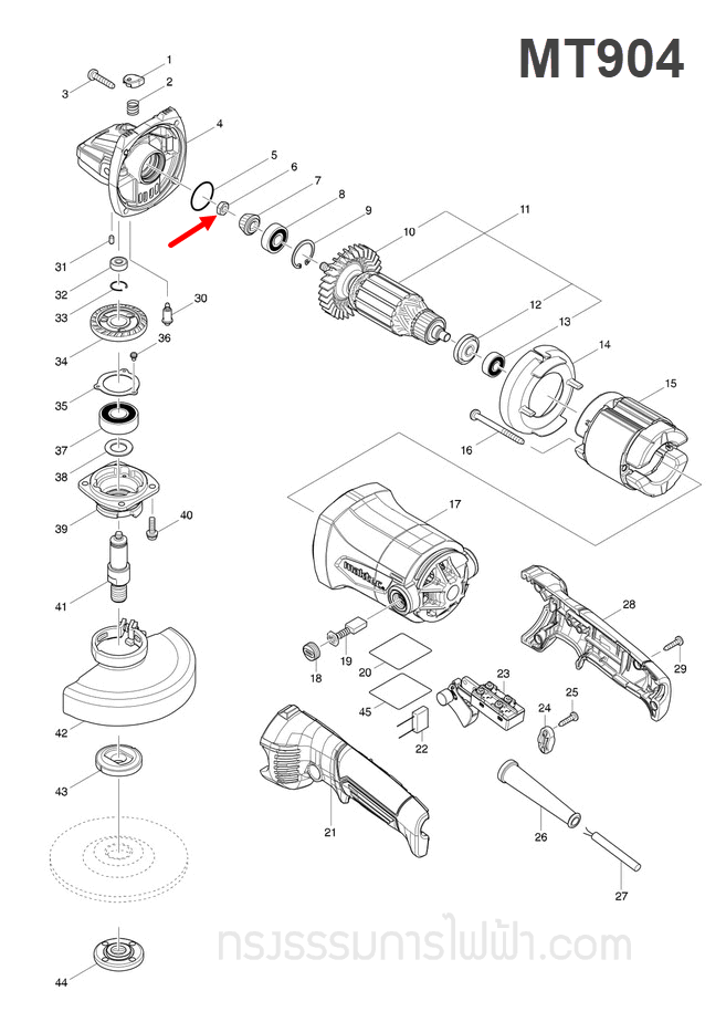 HEX.NUT M7 หินเจียร Maktec-มาคเทค MT904 [#6] Pn.264010-3 (แท้) ##