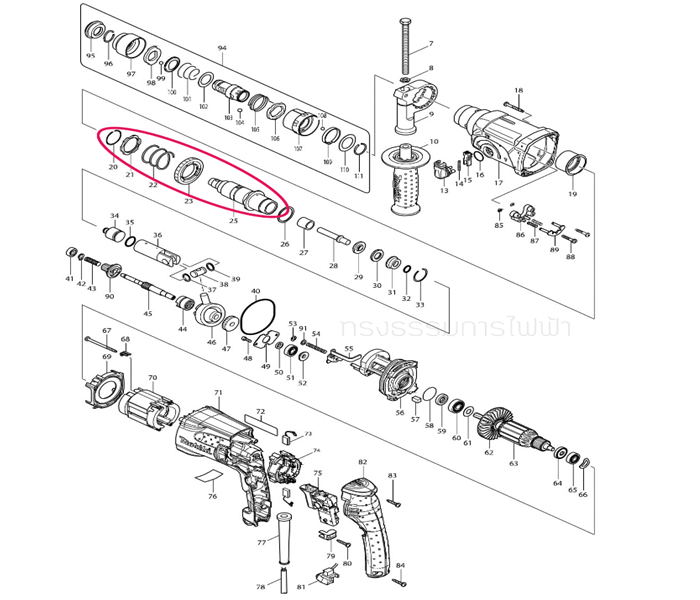 ชุดเพลาจับดอก สว่านโรตารี่ Makita มากีต้า HR2470FT