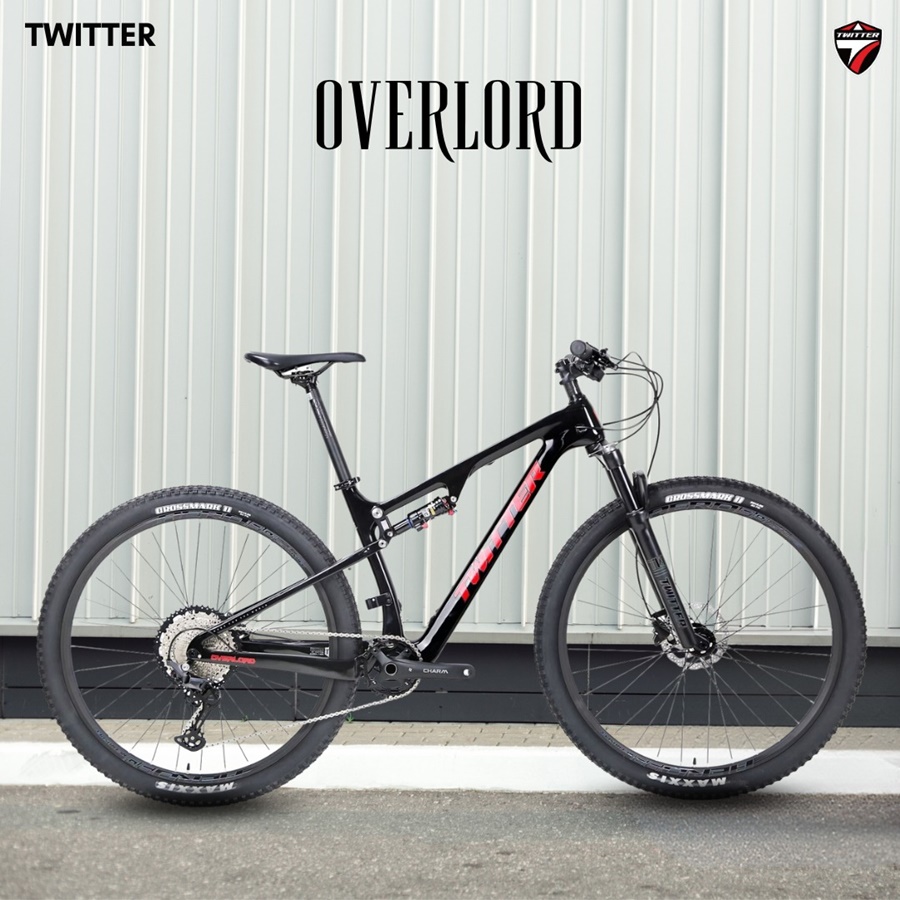 จักรยานเสือภูเขา TWITTER OVERLORD Full suspension bike, เฟรมคาร์บอน 1x12 speed Deore โช๊คลม ปี 2022