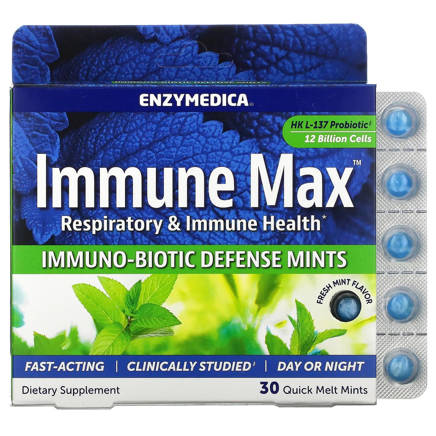 Enzymedica Immune Max Frech Mint 30 Quick Melt Mints