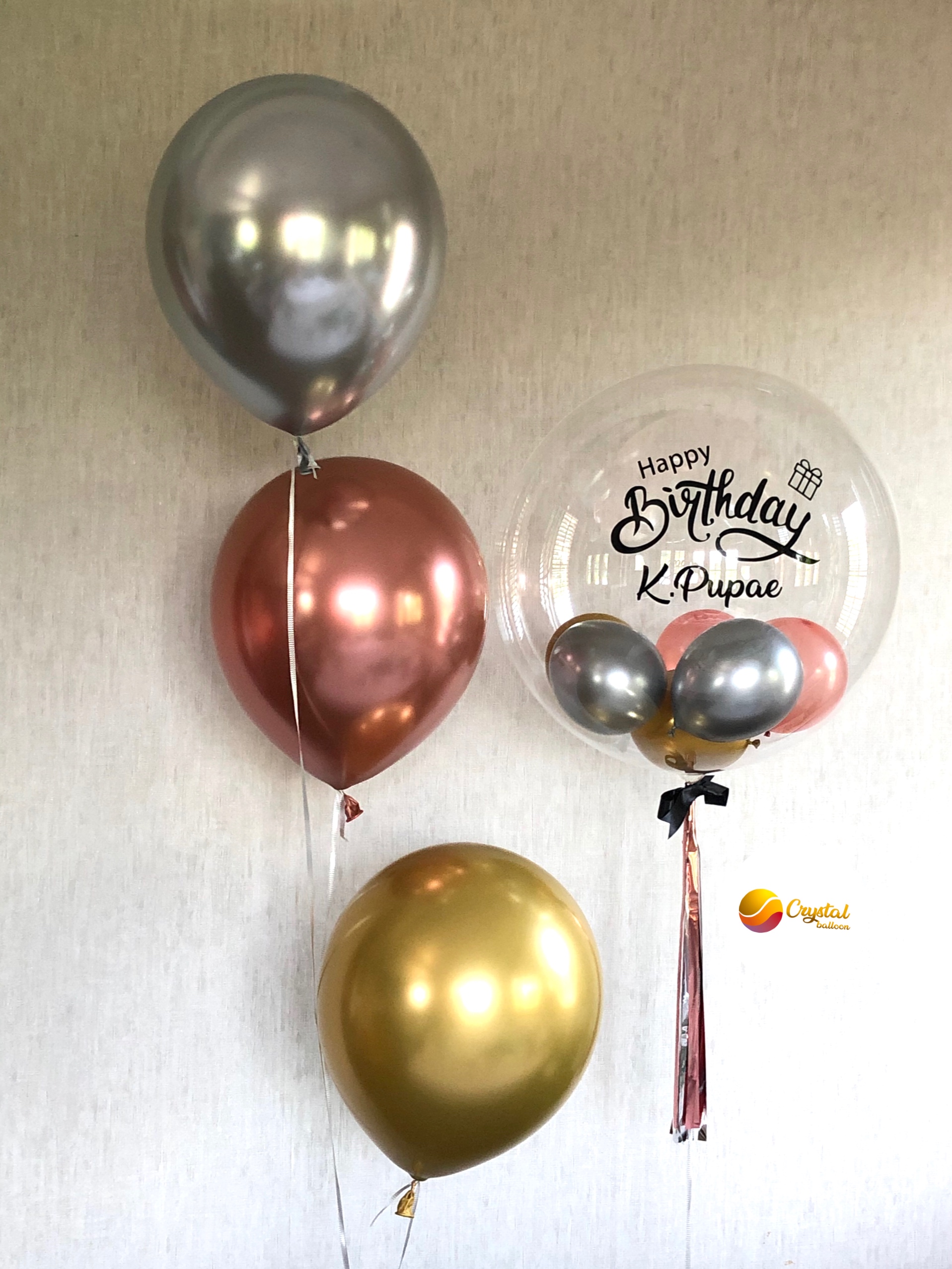 ลูกโป่ง วันเกิด Bubble USA ขนาด 24" พร้อม ช่อลูกโป่งโครเมี่ยม ช่อ 3 ลูก 1 ช่อ พร้อมตกเเต่ง สามารถเปลี่ยนสีลูกโป่ง/เปลี่ยนข้อความได้