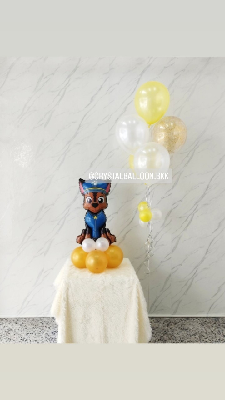 ลูกโป่ง วันเกิดเด็ก ฟอยล์ Paw Patrol ตั้งฐาน 1 ชิ้น พร้อม ช่อลูกโป่ง ช่อ 5 ลูก 1 ช่อ พร้อมตกเเต่ง สามารถเปลี่ยนสีลูกโป่ง/เปลี่ยนสี-ฟอยล์ตกเเต่งได้