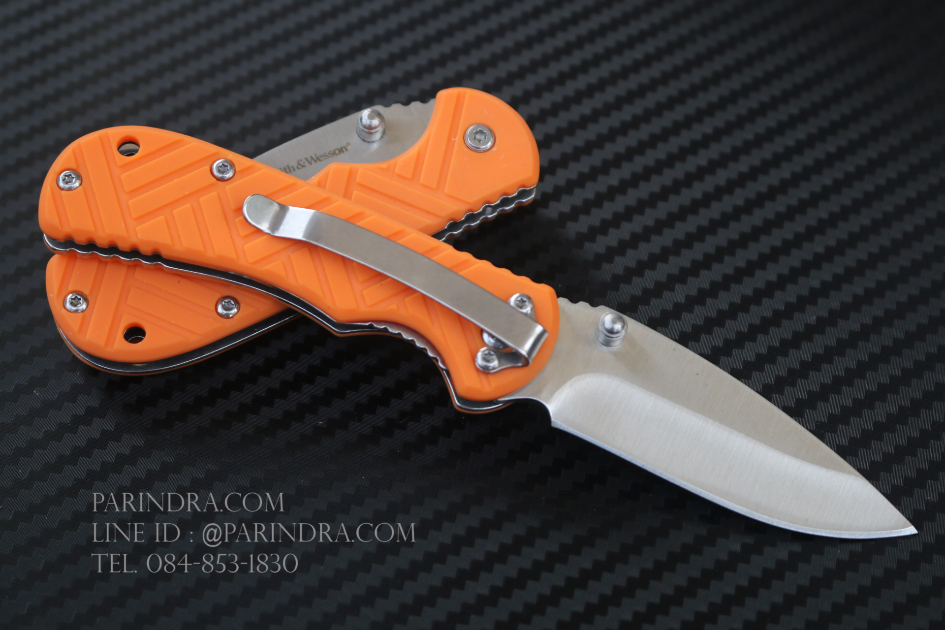 มีดพับขนาดเล็ก Smith & Wesson ด้ามส้ม (OEM)