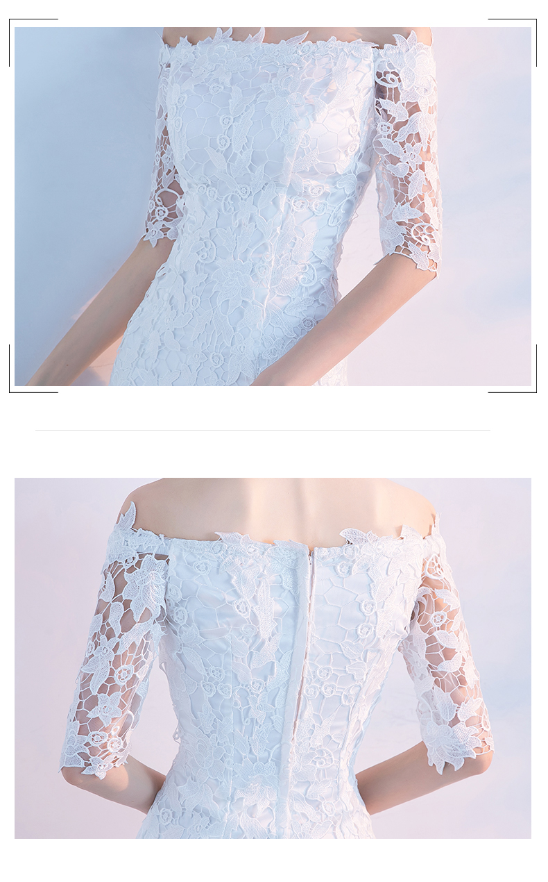 Pro-order ชุดเช่า เดรส สีขาว ปาดไหล่ ลูกไม้ ถ่ายพรีเวดดิ้ง