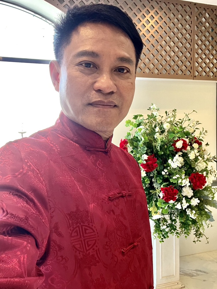 Preorder ชุดจีน ชาย เสื้อคอจีน ผ้าแพร สีแดง / ทอง ใส่ได้สองด้าน